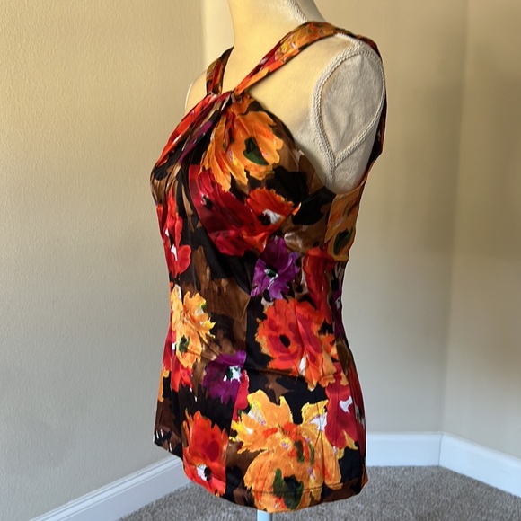 Cache floral silk top, sz S - Picture 4 of 7